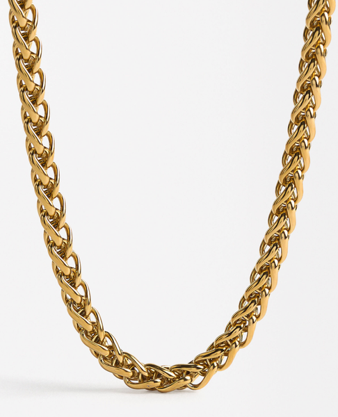 Rope Spiga Necklace Waterproof Stainless Steel - 14K Gold