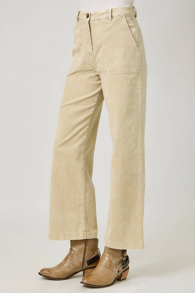 Washed Corduroy Trousers: Almond
