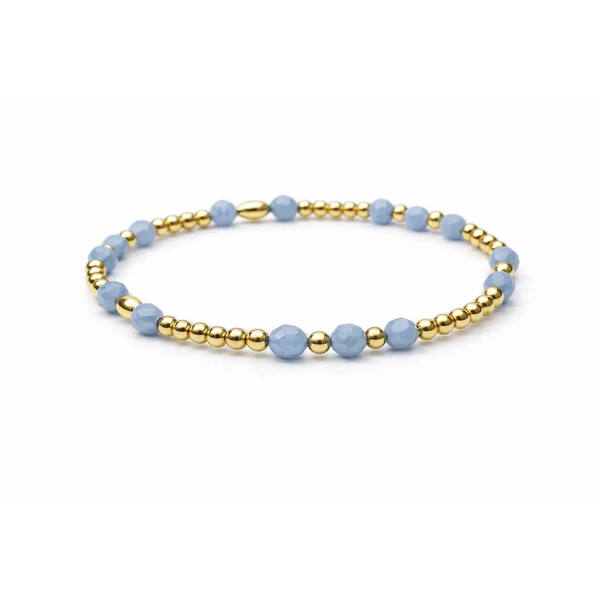 Signature Angelite and 14k Gold filled Beaded Bracelet - Waterproof!: 7"