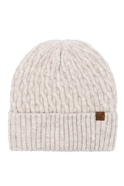 C.C Chain Link Cable Cuff Beanie: Taupe