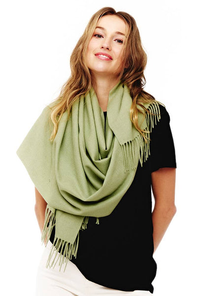 Soft Cashmere Solid Color Fringes Scarf: Black