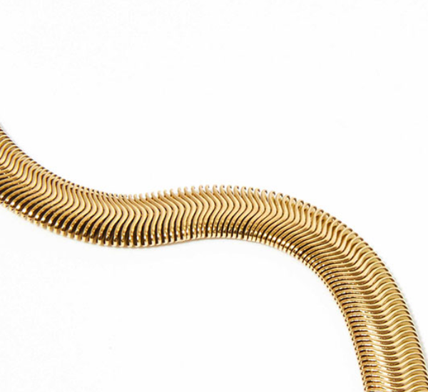 Snake Wheat Herringbone. Softest Steel bracelet: Yellow Gold