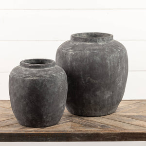 14" Charcoal Terracotta Vase