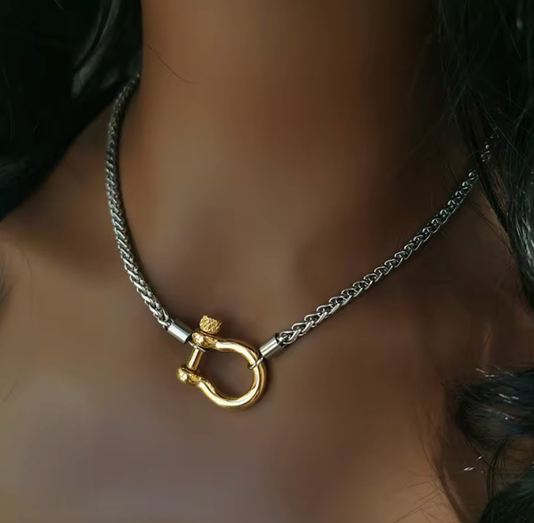 Carabiner Horse Bit Necklace - Waterproof Two Tone
