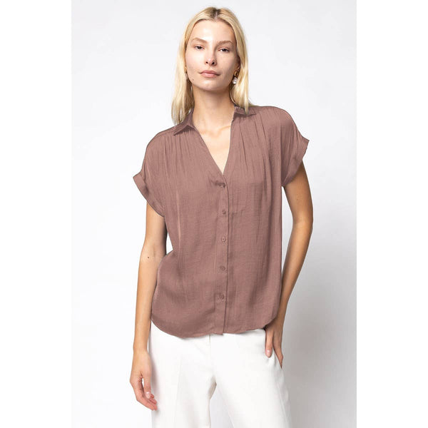 Short Sleeve Blouse: Wine / L