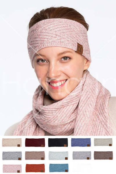 C.C Diagonal Stripe Crisscross Pattern Headwrap: Beige
