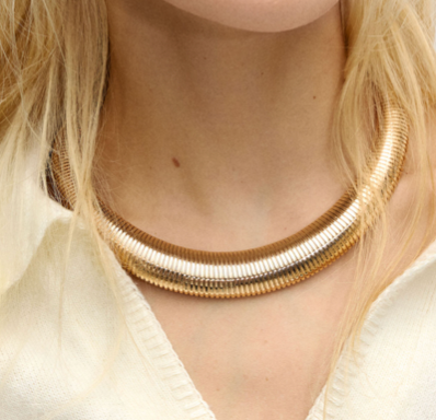 Omega Tobogas Cobra MEGA- Collar necklace- Stainless Steel : Gold plated
