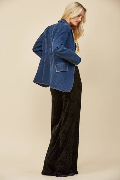 Structured Lined Denim Blazer