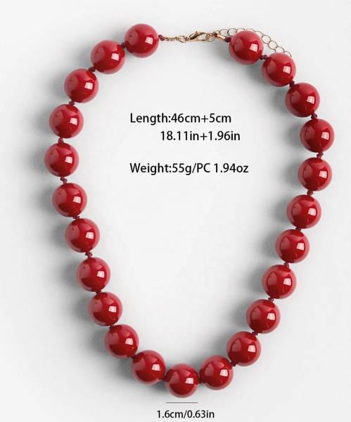 Été Hand Knotted Beaded Necklace  PVD Beads: Poppy / Lobster claw with extender
