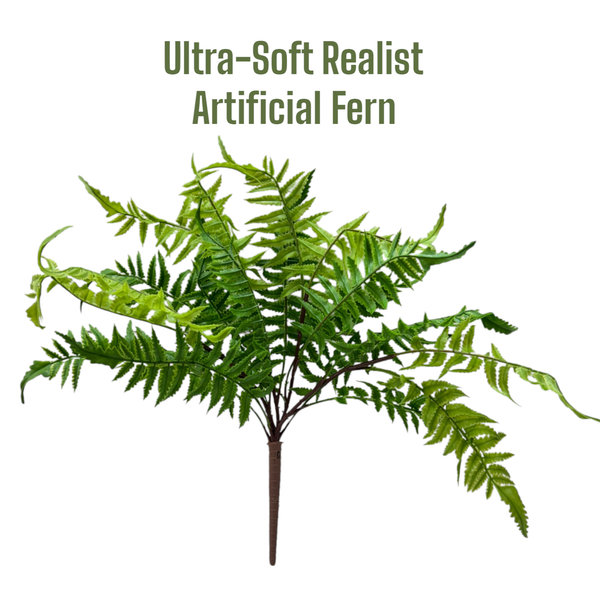 Realistic & Ultra-Soft Touch-21 Leaves-Artificial Fern Bush: Style C