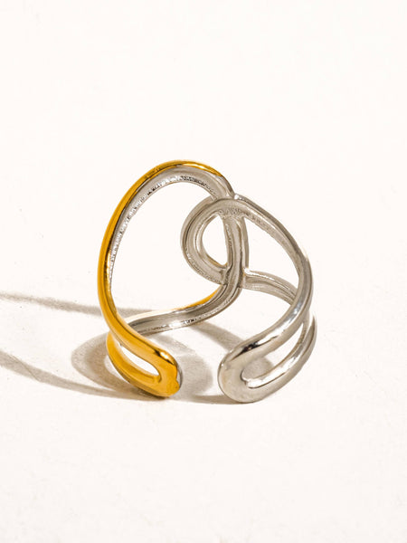 Abstract Two Tone Ring - gold, silver, non-tarnish