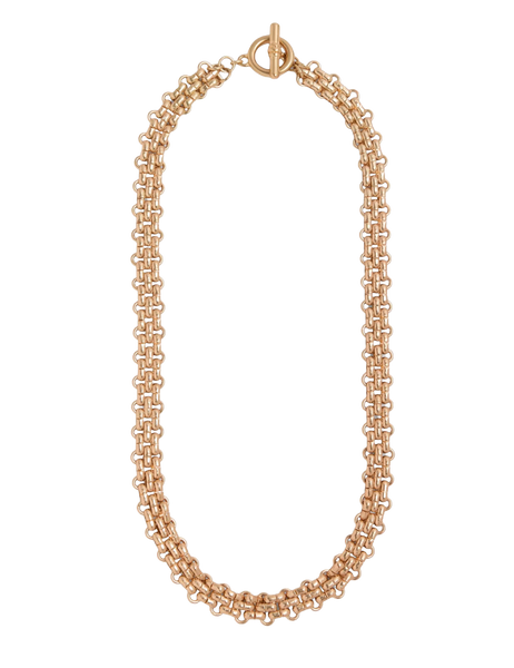 Estate Panther Chain Link Stainless Steel Necklace 14K Gold 