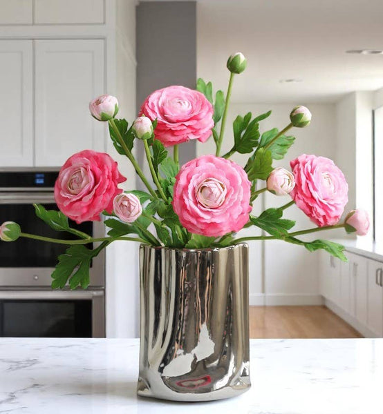 18"-Ultra Realistic Artificial Real Touch Ranunculus: Begonia Pink