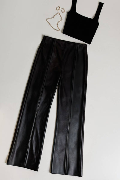 Faded Faux Leather Pants: Charcoal