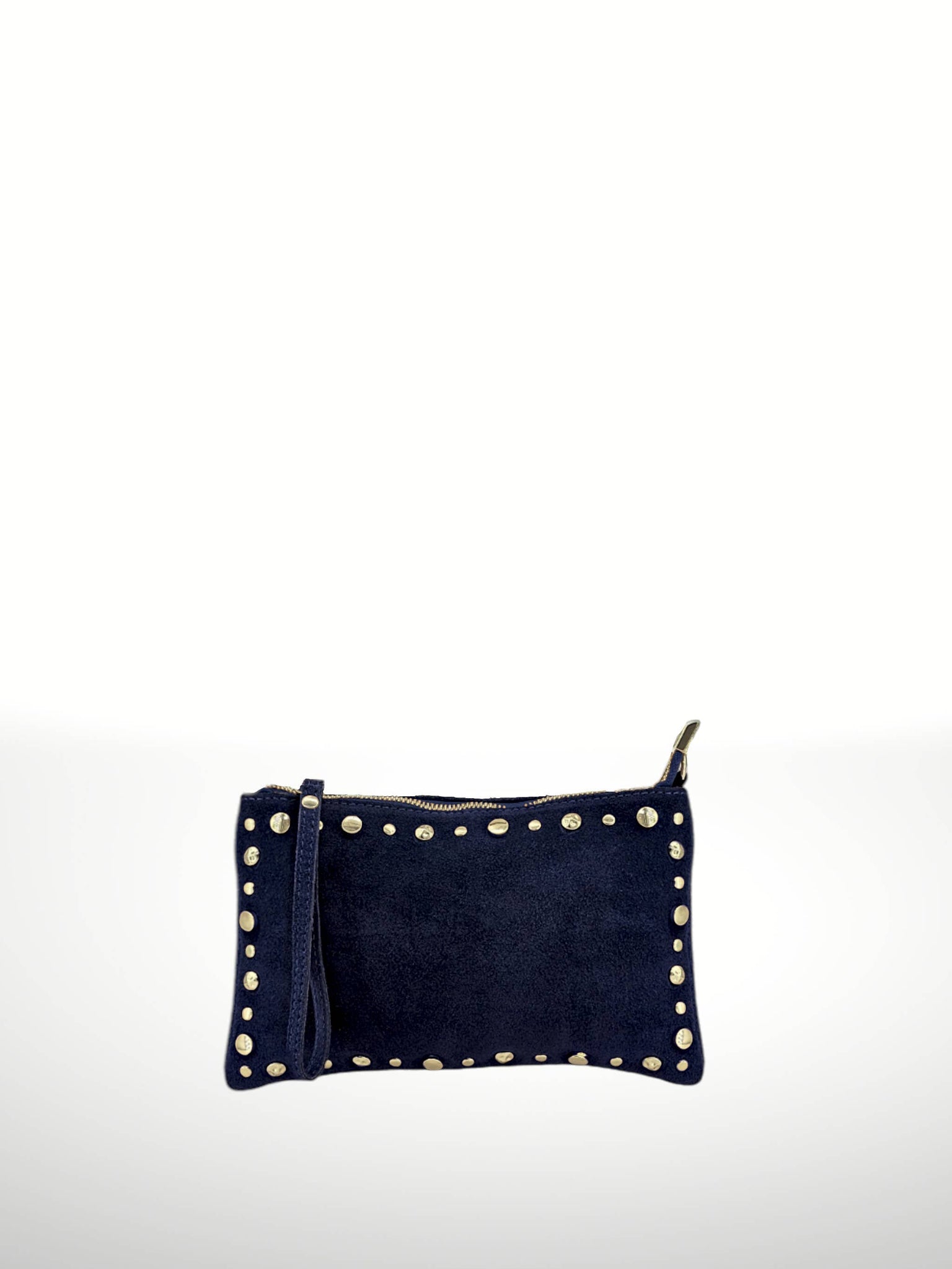 Uniles 250315 suede leather handbag: Navy blue