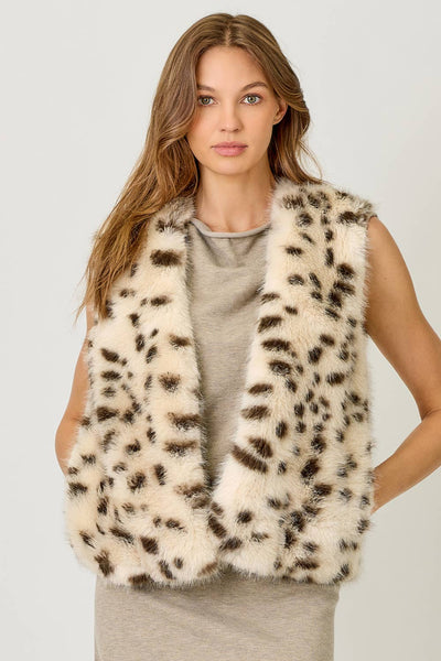 Leopard Fur Vest: Oatmeal
