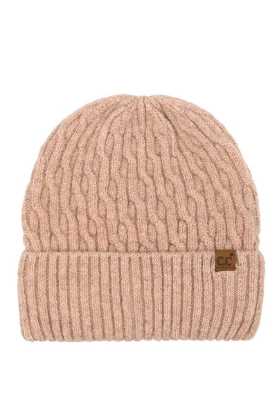 C.C Chain Link Cable Cuff Beanie: Taupe