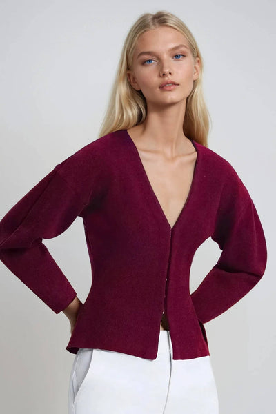 Soft Heavy Knit Clip Closure Cardigan Top