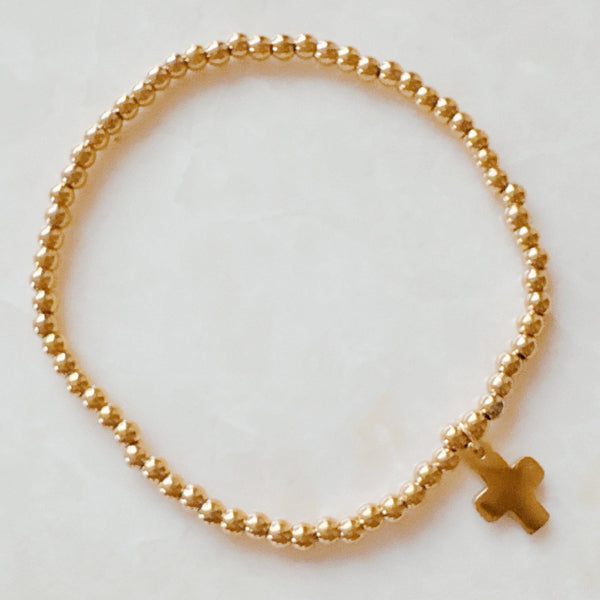Golden Ball Single Charm Stretch Bracelet: Magic Key