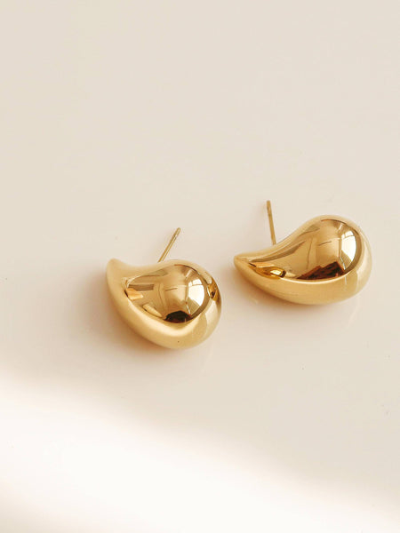 Colette 18K Gold Non-Tarnish Large Huggie Droplet Earring: Yellow Gold