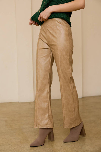 Faded Faux Leather Pants: Charcoal