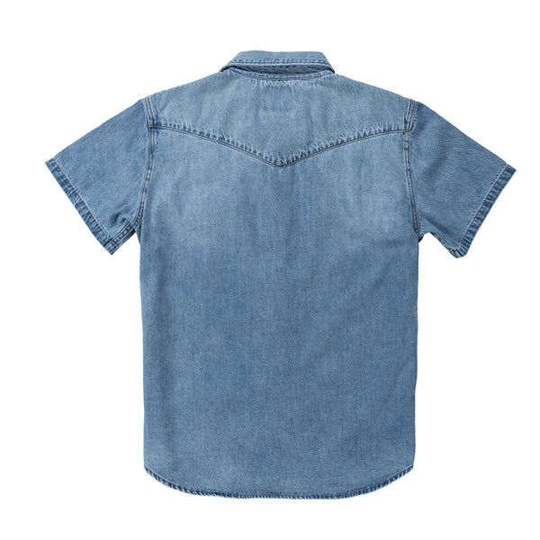 The Wyatt Pearl Snap Short Sleeve: Vintage Denim / Large