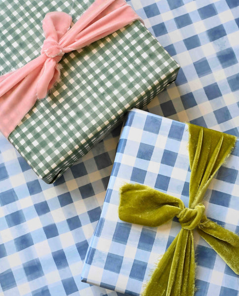 Blue Gingham Gift Wrap : Roll of 3 Sheets
