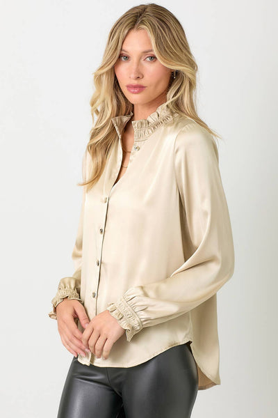 Ruffled Collar Blouse: Sand