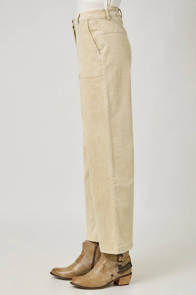 Washed Corduroy Trousers: Almond