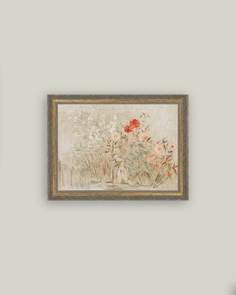 Small Garden Framed Antique Art: 7x5