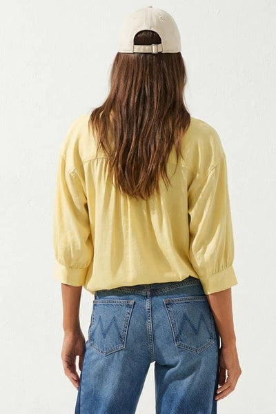 Oversized 3/4 Sleeve Button Up Blouse: Off White / M