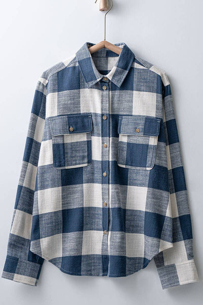 PLAID FLANNEL BUTTON DOWN SHIRT : BLACK / S-2/M-2/L-2