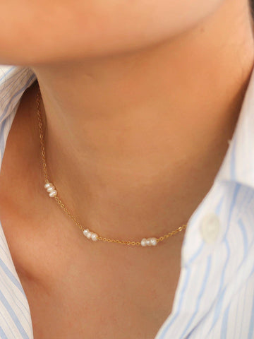Petite Pearl Choker - gold, non-tarnish