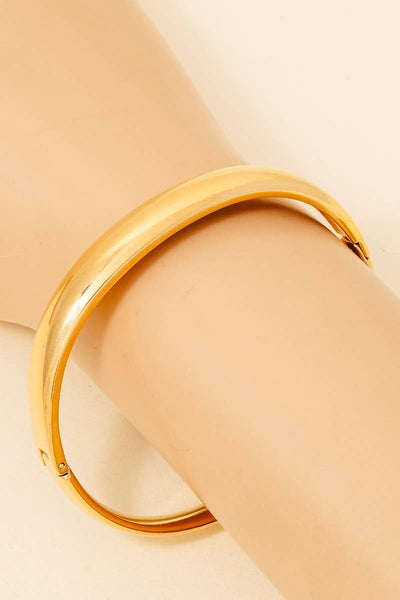 Rounded Hinge Bangle Bracelet - Gold