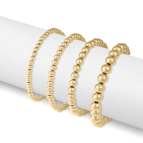 Waterproof Gold Beaded Stretch Bracelet: 5mm
