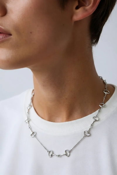 The Snaffle 20" long Chain Necklace. 14K or silver Plated : Silver