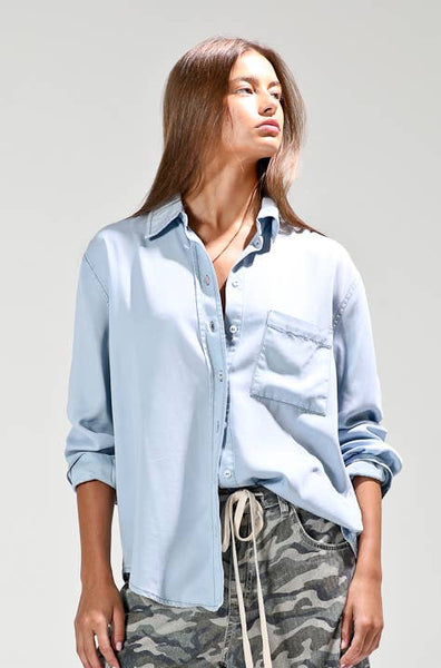 Button Down Lyocell Shirt - Light Denim