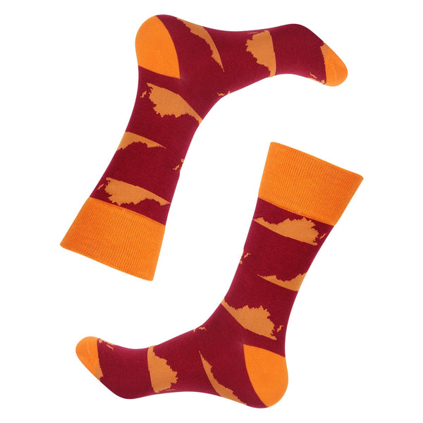 Maroon/Orange Virginia Shape Socks