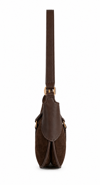 Chelsea Suede Shoulder Bag in Brown