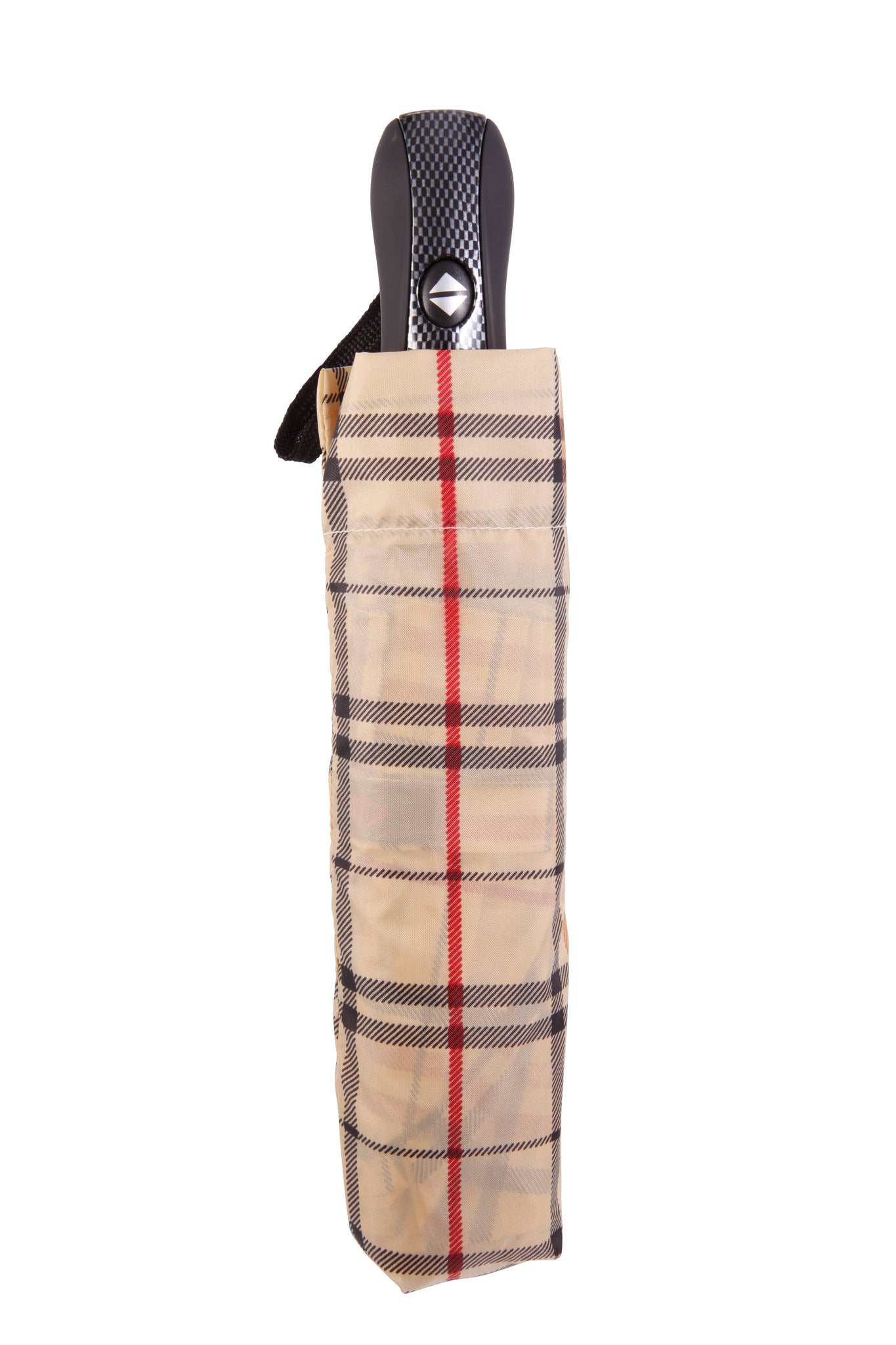Mini Folding Umbrella: Tan Tartan