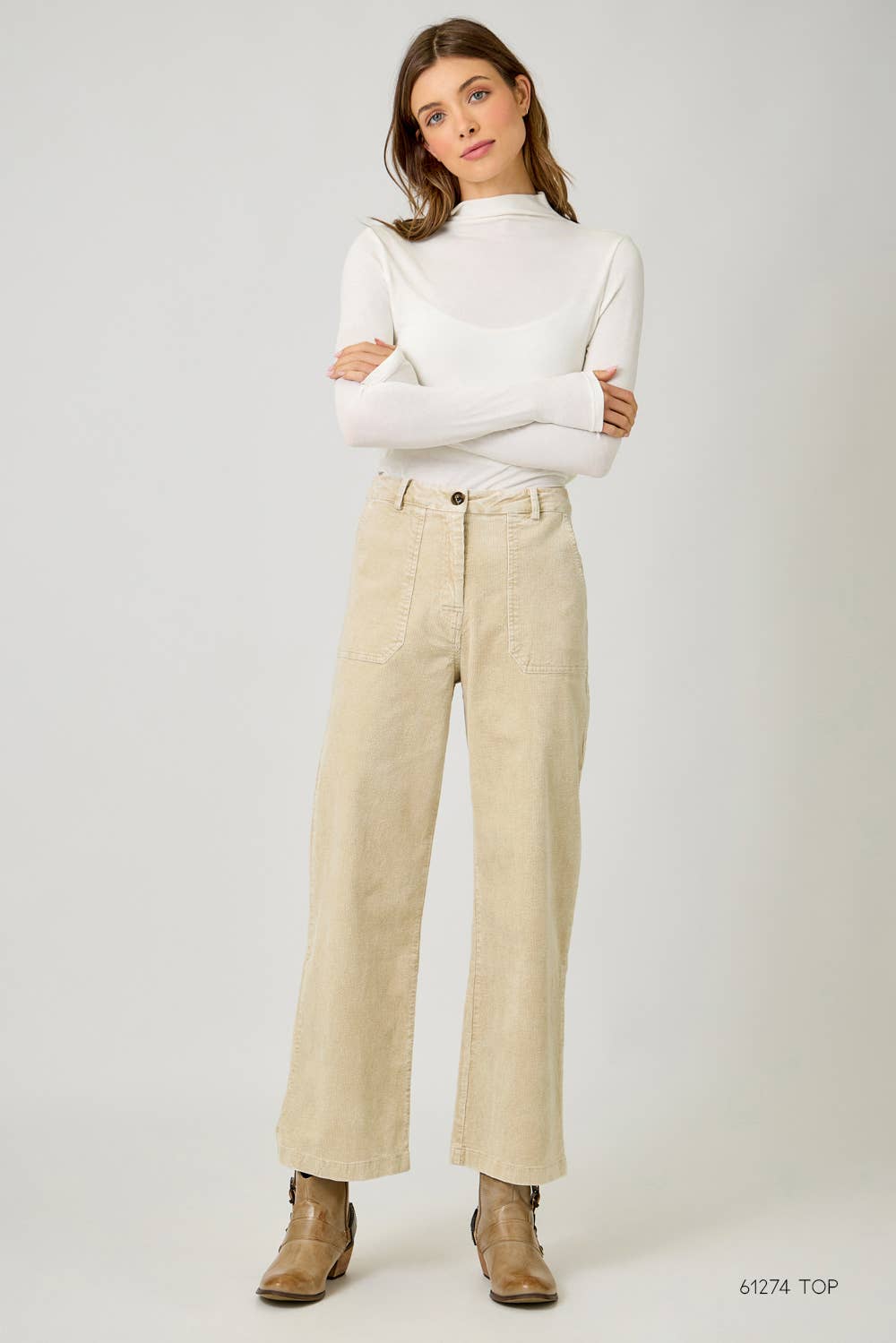Washed Corduroy Trousers: Almond
