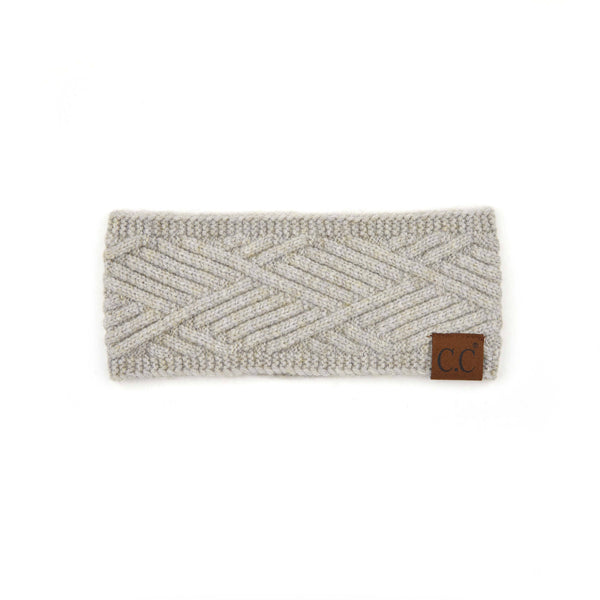 C.C Diagonal Stripe Crisscross Pattern Headwrap: Beige