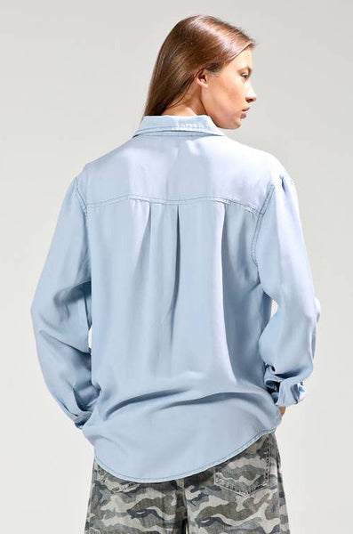 Button Down Lyocell Shirt - Light Denim