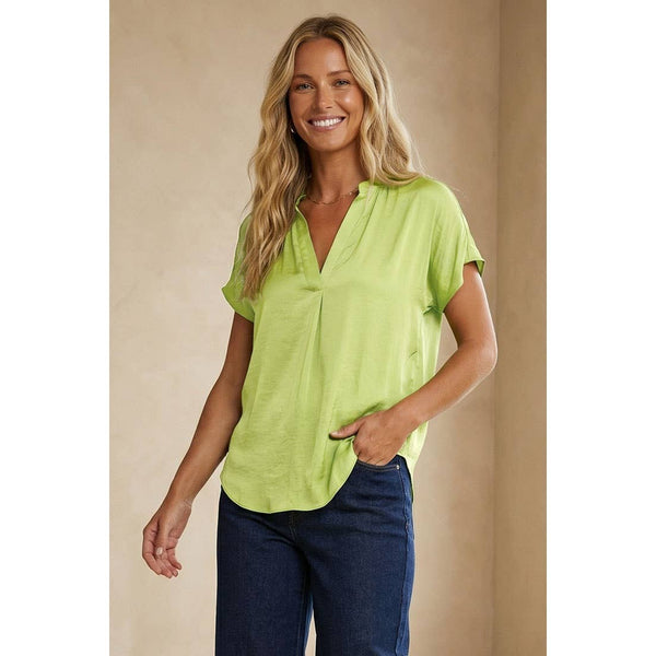 Drop Shoulder Regular Blouse: Khaki / S