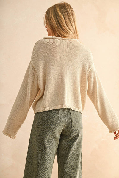 Light Weight Button Front Cardigan - Cream