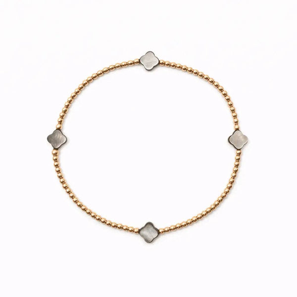The Lucky Clover Bracelet in Black Mother of Pearl: 7 inches
