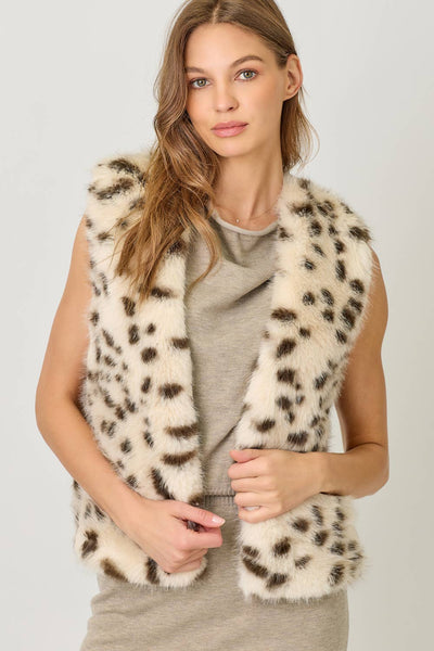 Leopard Fur Vest: Oatmeal