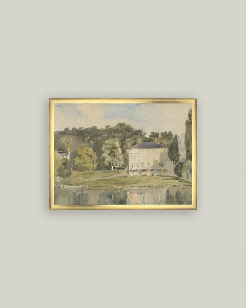 View of Chateau Framed Antique Art: 8x6