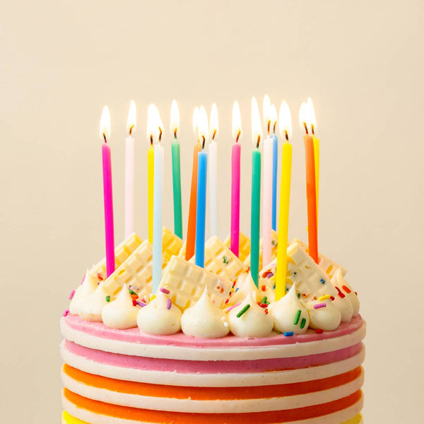 Tall Rainbow Birthday Candles - 16 Pack