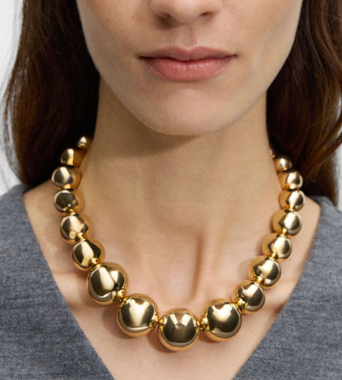 Statement Bead Necklace - Waterproof Gold